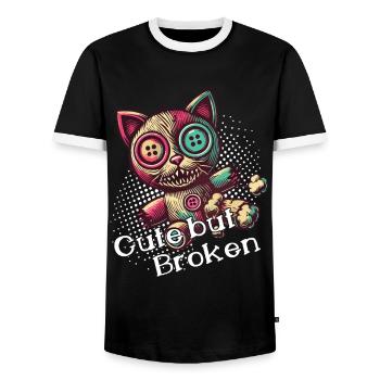 Mental Psychopath Cute But Broken - Men's Ringer Shirt - black/white - Front - AI Model Female 172 light (172cm) & AI Model Male 178 light (178cm)
