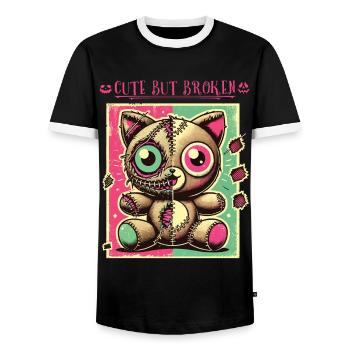 Mental Psychopath Cute But Broken Design - Men's Ringer Shirt - black/white - Front - AI Model Female 172 light (172cm) & AI Model Male 178 light (178cm)