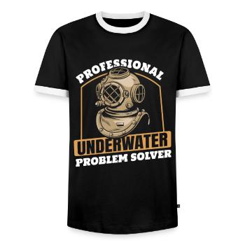 Commercial diver - Men's Ringer Shirt - black/white - Front - AI Model Female 172 light (172cm) & AI Model Male 178 light (178cm)