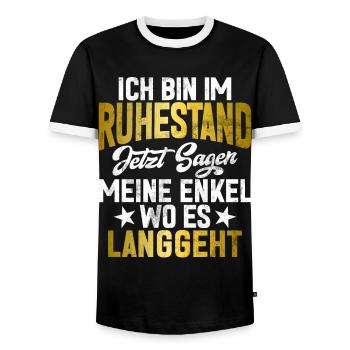 Légende de la retraite Drôle de pension Pension Retraité - T-shirt contrasté Homme - noir/blanc - Devant - AI Model Female 172 light (172cm) & AI Model Male 178 light (178cm)