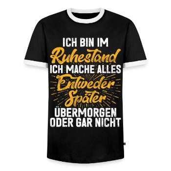 Légende de la retraite Drôle de pension Pension Retraité - T-shirt contrasté Homme - noir/blanc - Devant - AI Model Female 172 light (172cm) & AI Model Male 178 light (178cm)