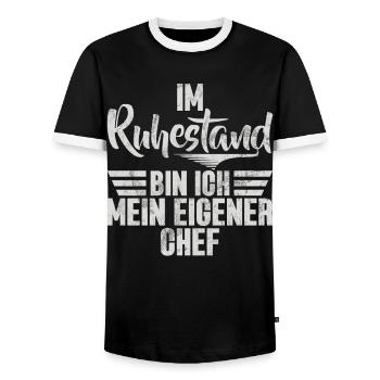 Légende de la retraite Drôle de pension Pension Retraité - T-shirt contrasté Homme - noir/blanc - Devant - AI Model Female 172 light (172cm) & AI Model Male 178 light (178cm)