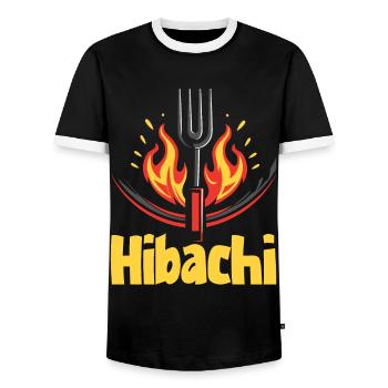 Hibachi Teppanyaki Bbq Japanese Cuisine - Men's Ringer Shirt - black/white - Front - AI Model Female 172 light (172cm) & AI Model Male 178 light (178cm)
