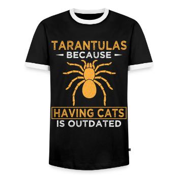 Tarantulas, because keeping cats is overrated - Men's Ringer Shirt - black/white - Front - AI Model Female 172 light (172cm) & AI Model Male 178 light (178cm)