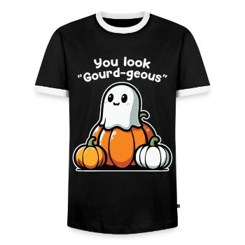 You Look Pumpkin Geous - Tenue d’Halloween - T-shirt contrasté Homme - noir/blanc - Devant - AI Model Female 172 light (172cm) & AI Model Male 178 light (178cm)