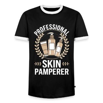 Beauty therapist - Men's Ringer Shirt - black/white - Front - AI Model Female 172 light (172cm) & AI Model Male 178 light (178cm)