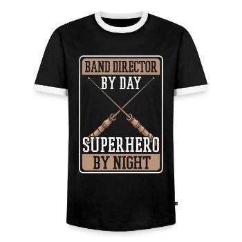 Band Director - Men's Ringer Shirt - black/white - Front - AI Model Female 172 light (172cm) & AI Model Male 178 light (178cm)
