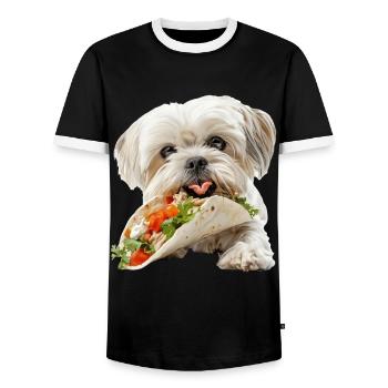 Shih Tzu - Men's Ringer Shirt - black/white - Front - AI Model Female 172 light (172cm) & AI Model Male 178 light (178cm)