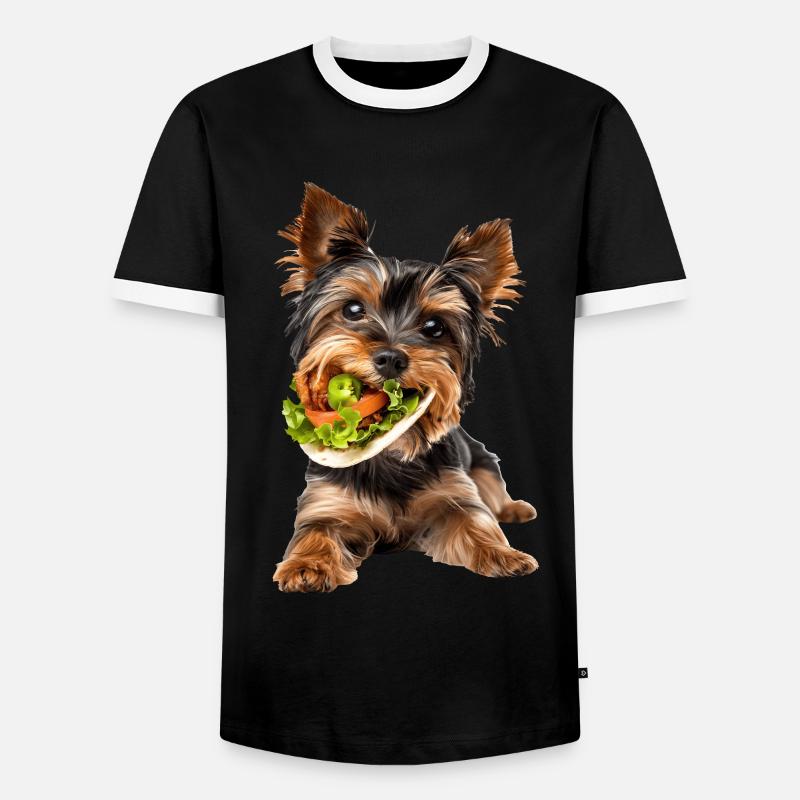 Yorkshire Terrier - Männer Kontrast-T-Shirt - Schwarz/Weiß