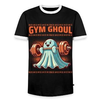 Gym Ghoul Funny Fitness Spirit Art - Men's Ringer Shirt - black/white - Front - AI Model Female 172 light (172cm) & AI Model Male 178 light (178cm)