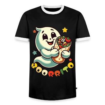 Booorrito Ghost for Burrito Fans - Men's Ringer Shirt - black/white - Front - AI Model Female 172 light (172cm) & AI Model Male 178 light (178cm)