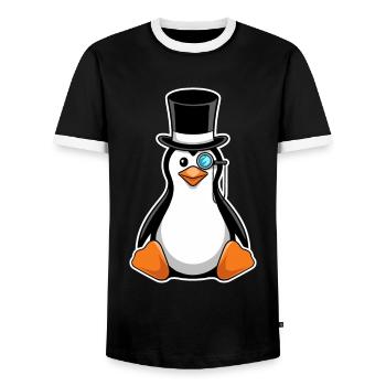 Pingouin élégant avec chapeau haut de forme et monocle - T-shirt contrasté Homme - noir/blanc - Devant - AI Model Female 172 light (172cm) & AI Model Male 178 light (178cm)