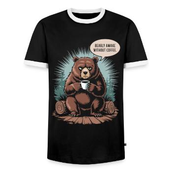 Café Bear pour les du matin - T-shirt contrasté Homme - noir/blanc - Devant - AI Model Female 172 light (172cm) & AI Model Male 178 light (178cm)