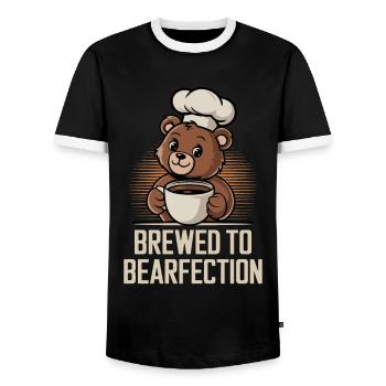 Kaffee-Liebhaber Bear mit Niedlichem Hutmacher - Männer Kontrast-T-Shirt - Schwarz/Weiß - Vorne - AI Model Female 172 light (172cm) & AI Model Male 178 light (178cm)