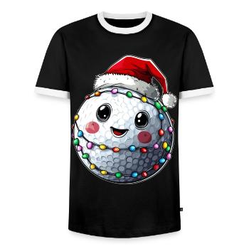 Niedlicher Golfball Golfer Golfing Weihnachtsmütze - Männer Kontrast-T-Shirt - Schwarz/Weiß - Vorne - AI Model Female 172 light (172cm) & AI Model Male 178 light (178cm)