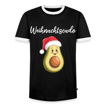Christmas Cado - Funny Avocado - Men's Ringer Shirt - black/white - Front - AI Model Female 172 light (172cm) & AI Model Male 178 light (178cm)