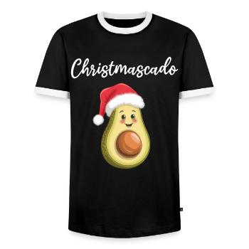 Christmascado - Funny Avocado - Men's Ringer Shirt - black/white - Front - AI Model Female 172 light (172cm) & AI Model Male 178 light (178cm)