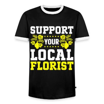 Fleuriste Fleur Florale Fleuristerie - T-shirt contrasté Homme - noir/blanc - Devant - AI Model Female 172 light (172cm) & AI Model Male 178 light (178cm)
