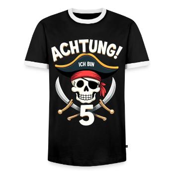5ème anniversaire Pirate Cadeau Garçons Garçons - T-shirt contrasté Homme - noir/blanc - Devant - AI Model Female 172 light (172cm) & AI Model Male 178 light (178cm)