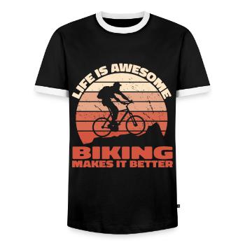 La vie est géniale, le vélo la rend meilleure - Bike Spr - T-shirt contrasté Homme - noir/blanc - Devant - AI Model Female 172 light (172cm) & AI Model Male 178 light (178cm)