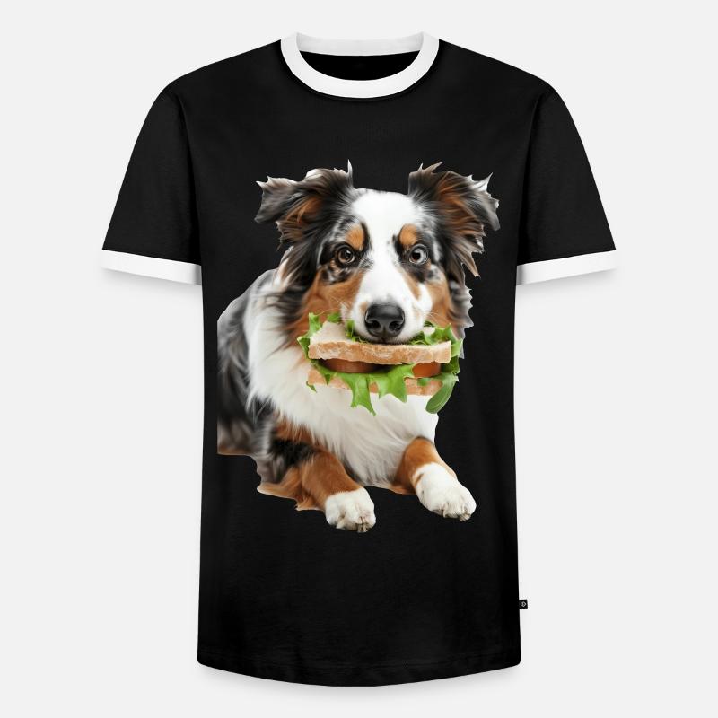 Australischer Schäferhund - Männer Kontrast-T-Shirt - Schwarz/Weiß