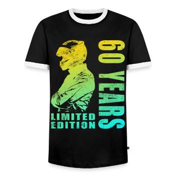 Biker 60. Geburtstag, 60 Jahre Motorradfahrer - Männer Kontrast-T-Shirt - Schwarz/Weiß - Vorne - AI Model Female 172 light (172cm) & AI Model Male 178 light (178cm)