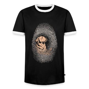 Golden Retriever Empreinte digitale Creative Golden - T-shirt contrasté Homme - noir/blanc - Devant - AI Model Female 172 light (172cm) & AI Model Male 178 light (178cm)