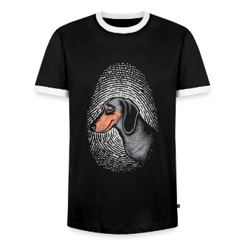 Dachshund Fingerprint Creative Dachshund - Men's Ringer Shirt - black/white - Front - AI Model Female 172 light (172cm) & AI Model Male 178 light (178cm)