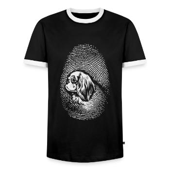 Spaniel Fingerprint Creative Spaniel - Men's Ringer Shirt - black/white - Front - AI Model Female 172 light (172cm) & AI Model Male 178 light (178cm)