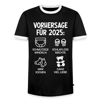 Werdende Eltern Vorhersage für 2025 Werdender Papa - Männer Kontrast-T-Shirt - Schwarz/Weiß - Vorne - AI Model Female 172 light (172cm) & AI Model Male 178 light (178cm)