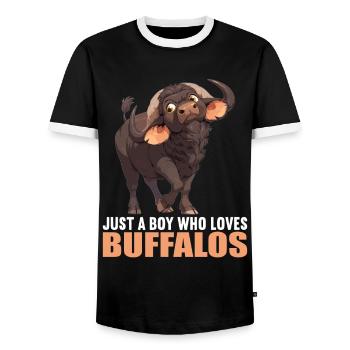 Buffalos Buffalo Büffel - Men's Ringer Shirt - black/white - Front - AI Model Female 172 light (172cm) & AI Model Male 178 light (178cm)