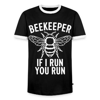 Beekeeper Saying Beekeeping Bee Funny Beekeeper Gift - Men's Ringer Shirt - black/white - Front - AI Model Female 172 light (172cm) & AI Model Male 178 light (178cm)