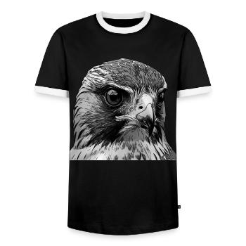 Falcon Bird - Men's Ringer Shirt - black/white - Front - AI Model Female 172 light (172cm) & AI Model Male 178 light (178cm)
