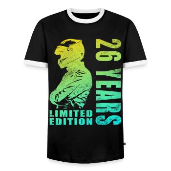26e anniversaire motard motard - T-shirt contrasté Homme - noir/blanc - Devant - AI Model Female 172 light (172cm) & AI Model Male 178 light (178cm)
