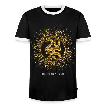 Fête du Nouvel An Bonne Année 2025 - T-shirt contrasté Homme - noir/blanc - Devant - AI Model Female 172 light (172cm) & AI Model Male 178 light (178cm)