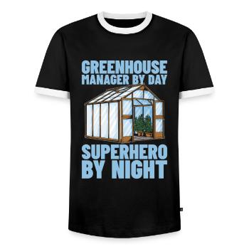 Greenhouse Manager - Men's Ringer Shirt - black/white - Front - AI Model Female 172 light (172cm) & AI Model Male 178 light (178cm)