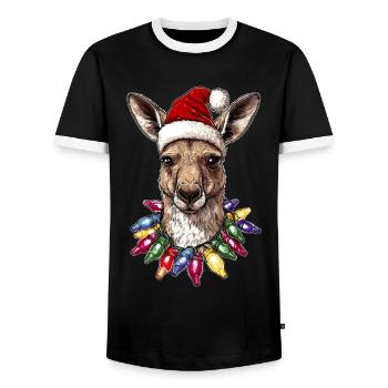 Chapeau de Noël Kangaroo Australia Noël - T-shirt contrasté Homme - noir/blanc - Devant - AI Model Female 172 light (172cm) & AI Model Male 178 light (178cm)