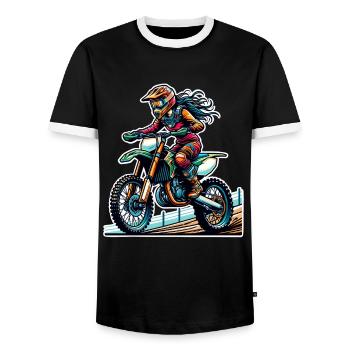 Motocross Women Girls Girl - Men's Ringer Shirt - black/white - Front - AI Model Female 172 light (172cm) & AI Model Male 178 light (178cm)