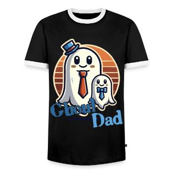 Ghoul Dad Funny Ghost Motif - Men's Ringer Shirt - black/white - Front - AI Model Female 172 light (172cm) & AI Model Male 178 light (178cm)