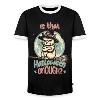 Is Halloween enough for you? - Men's Ringer Shirt - black/white - Front - AI Model Female 172 light (172cm) & AI Model Male 178 light (178cm)