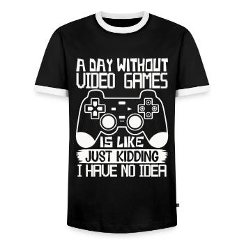 Une journée sans jeux vidéo – Drôle de dicton de joueur - T-shirt contrasté Homme - noir/blanc - Devant - AI Model Female 172 light (172cm) & AI Model Male 178 light (178cm)