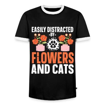 Fleuriste Fleur Florale Fleuristerie - T-shirt contrasté Homme - noir/blanc - Devant - AI Model Female 172 light (172cm) & AI Model Male 178 light (178cm)
