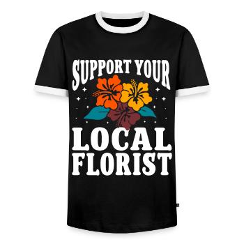 Fleuriste Fleur Florale Fleuristerie - T-shirt contrasté Homme - noir/blanc - Devant - AI Model Female 172 light (172cm) & AI Model Male 178 light (178cm)