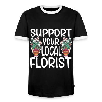 Fleuriste Fleur Florale Fleuristerie - T-shirt contrasté Homme - noir/blanc - Devant - AI Model Female 172 light (172cm) & AI Model Male 178 light (178cm)
