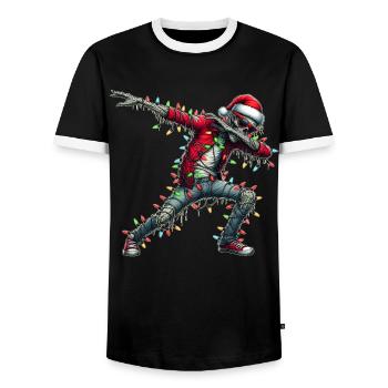 Dabbing Zombie Sunglasses Cute Christmas X - Men's Ringer Shirt - black/white - Front - AI Model Female 172 light (172cm) & AI Model Male 178 light (178cm)