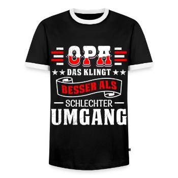 OPA DAS KLINGT BESSER ALS SCHLECHTER UMGANG - Männer Kontrast-T-Shirt - Schwarz/Weiß - Vorne - AI Model Female 172 light (172cm) & AI Model Male 178 light (178cm)