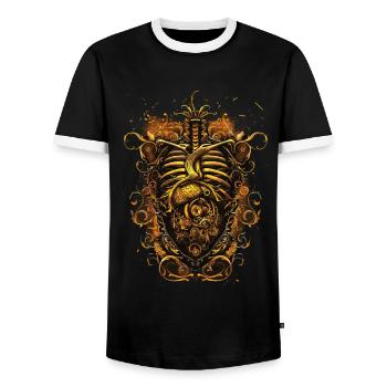 Steampunk Anatomy Steampunk Mechanical - Männer Kontrast-T-Shirt - Schwarz/Weiß - Vorne - AI Model Female 172 light (172cm) & AI Model Male 178 light (178cm)