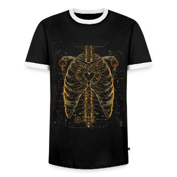 Steampunk Anatomy Steampunk Mechanical - Männer Kontrast-T-Shirt - Schwarz/Weiß - Vorne - AI Model Female 172 light (172cm) & AI Model Male 178 light (178cm)