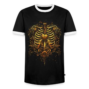 Steampunk Anatomy Steampunk Mechanical - Männer Kontrast-T-Shirt - Schwarz/Weiß - Vorne - AI Model Female 172 light (172cm) & AI Model Male 178 light (178cm)