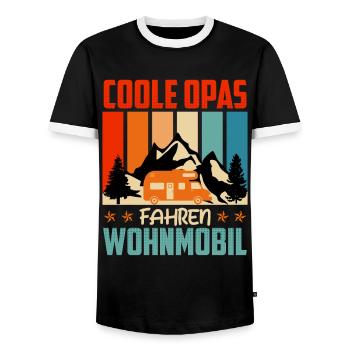 COOLE OPAS FAHREN WOHNMOBIL Lustiges Großvater - Männer Kontrast-T-Shirt - Schwarz/Weiß - Vorne - AI Model Female 172 light (172cm) & AI Model Male 178 light (178cm)